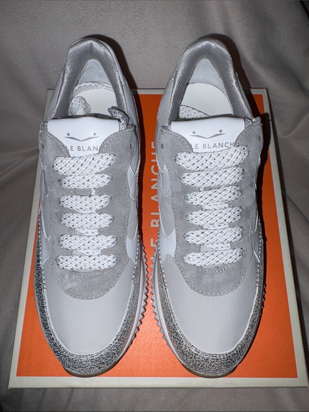 NWT VOILE BLANCHE Lana Fresh Metallic Sneaker in Silver Grey - Picture 7 of 14